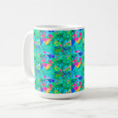 あじさい絵画とブルースのガーデンキルト コーヒーマグカップ (正面左)