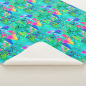 あじさい絵画とブルースのガーデンキルト シェルパブランケット (3/4)