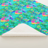 あじさい絵画とブルースのガーデンキルト シェルパブランケット (3/4)