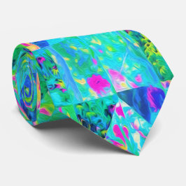 あじさい絵画とブルースのガーデンキルト ネクタイ