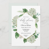 あじさい花と緑の赤ちゃんシャワー 招待状 (正面/裏面)