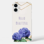 あじさい花と金ゴールドエレガントグラムパーソナライズされた Case-Mate iPhoneケース (裏面)