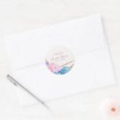 あじさい花と金ゴールド春の結婚式お願い ラウンドシール (封筒)