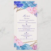 あじさい花と金ゴールド春の結婚式メニューカード メニュー (正面/裏面)