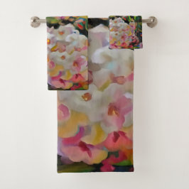 あじさい花の装飾フローラアートピンク バスタオルセット