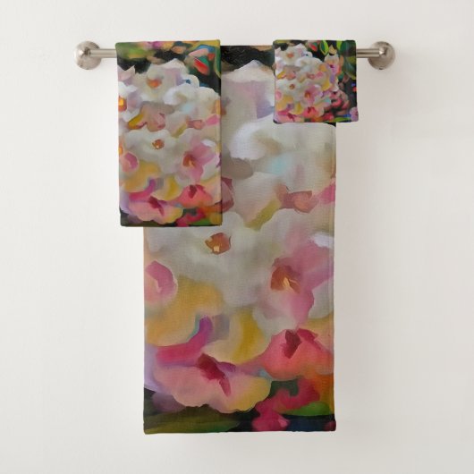 あじさい花の装飾フローラアートピンク バスタオルセット (インサイチュ)