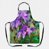 あじさい花を叫ぶ紫色のひねり エプロン (正面)