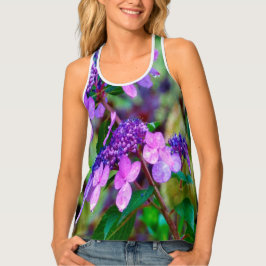 あじさい花を叫ぶ紫色のひねり タンクトップ
