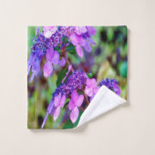 あじさい花を叫ぶ紫色のひねり バスタオルセット (ウォッシュタオル)