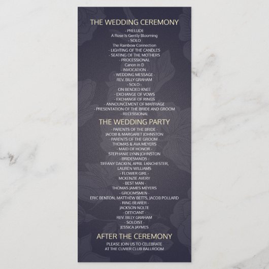 あじさい花ストリングライト結婚式 プログラム (裏面)