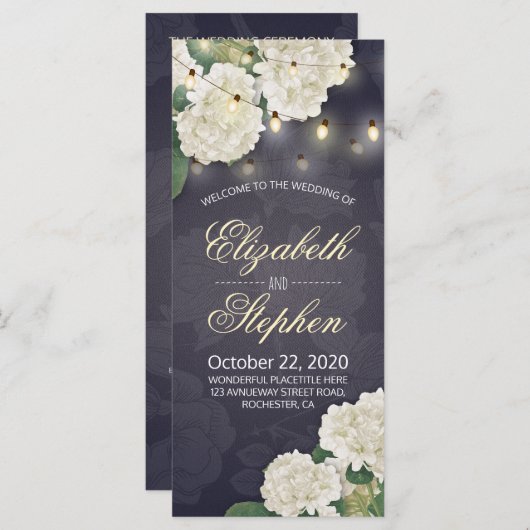 あじさい花ストリングライト結婚式 プログラム (正面/裏面)