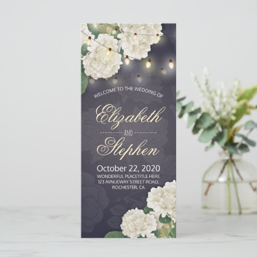 あじさい花ストリングライト結婚式 プログラム (スタンド正面)