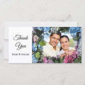 あじさい花フレーム結婚sありがとう写真 サンキューカード (正面)