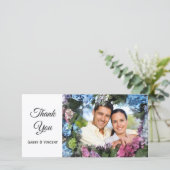 あじさい花フレーム結婚sありがとう写真 サンキューカード (スタンド正面)