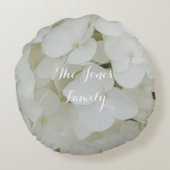 あじさい花フローラ白エレガント花 ラウンドクッション (裏面)