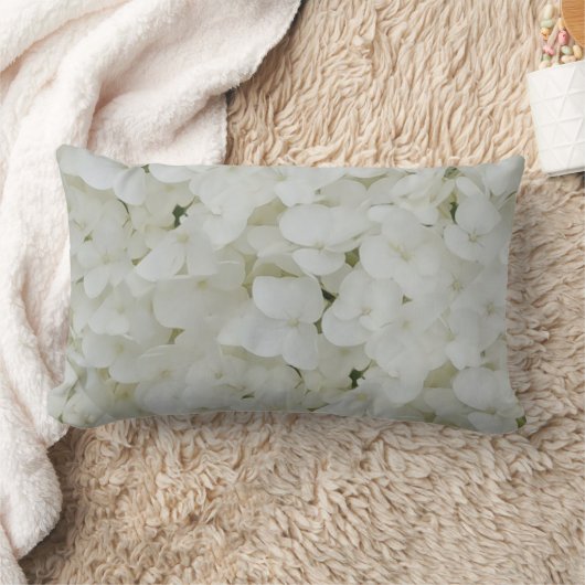 あじさい花フローラ白エレガント花 ランバークッション (ブランケット)