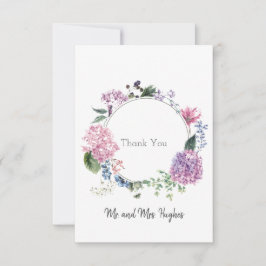 あじさい花リース結婚をテーマに感謝していした サンキューカード