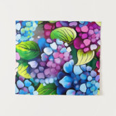 あじさい花抽象芸術フローラ タペストリー (正面(横))