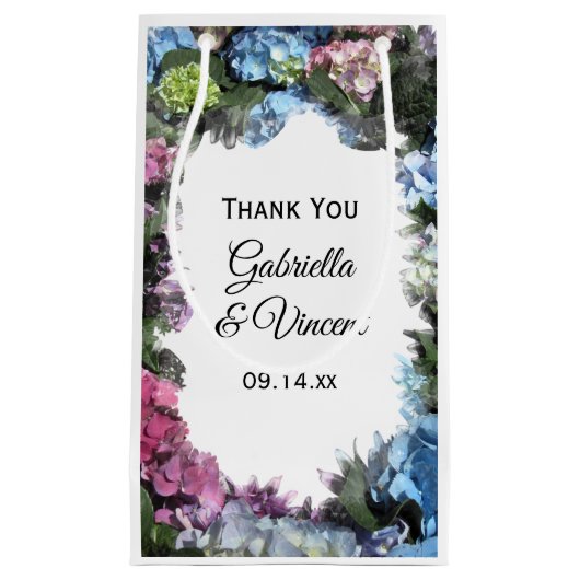 あじさい花枠結婚さんありがとう スモールペーパーバッグ (正面)