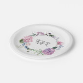 あじさい花結婚リースをテーマ結婚にした ペーパープレート (アングル)