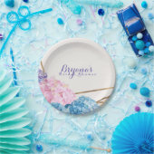 あじさい花&金ゴールドシックエレガント春 ペーパープレート (パーティー)