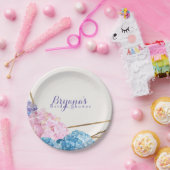 あじさい花&金ゴールドシックエレガント春 ペーパープレート (パーティー)