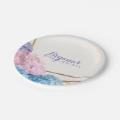 あじさい花&金ゴールドシックエレガント春 ペーパープレート (アングル)