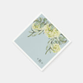 あじさい葉モノグラムダスティブルーカクテル スタンダードカクテルナプキン (角)