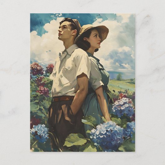 あじさい調和:ヴィンテージラブ ポストカード (正面)