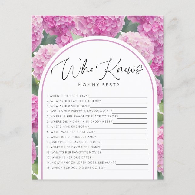 あじさい赤ん坊のシャワーがママのゲームを知っている (正面)