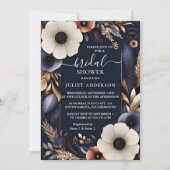 あじさい金属性の純粋なネイビーブルーブライダルシャワー 招待状 (正面)