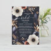 あじさい金属性の純粋なネイビーブルーブライダルシャワー 招待状 (スタンド正面)