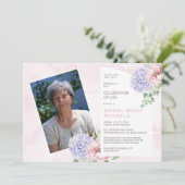 あじさい開花ズウーマンピンクお祝いオブ・ライフ 招待状 (スタンド正面)