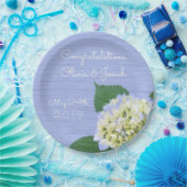 あじさい開花ブルーウッドグレイン結婚ズ ペーパープレート (パーティー)