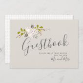 あじさい開花植物学結婚のゲストブックサイン 招待状 (正面/裏面)