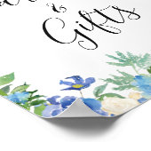 あじさい青いカードとギフト結婚サイン ポスター (角)