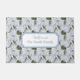 あじさい青い名前をカスタムするウェルカムドormat ドアマット