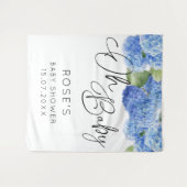 あじさい青い花オ赤ちゃんシャワー タペストリー (正面(横))