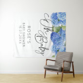 あじさい青い花オ赤ちゃんシャワー タペストリー (インサイチュ(横))