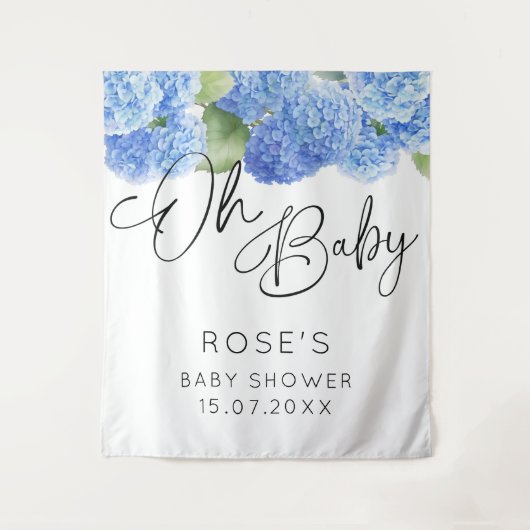 あじさい青い花オ赤ちゃんシャワー タペストリー (正面)