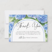 あじさい青い花ベビーシャワー サンキューカード (正面)