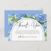 あじさい青い花ベビーシャワー サンキューカード (正面/裏面)