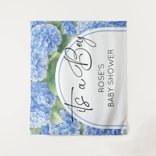 あじさい青い花男の子 タペストリー (正面)