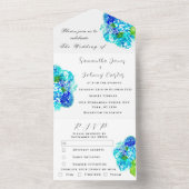 あじさい青フローラウォーター素朴カラー結婚ズ オールインワン招待状 (内側)