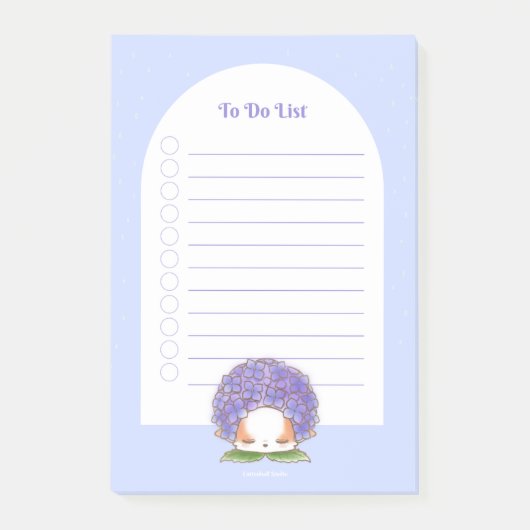 あじさい餅ぬい日紫の青い花 ポストイット (正面)