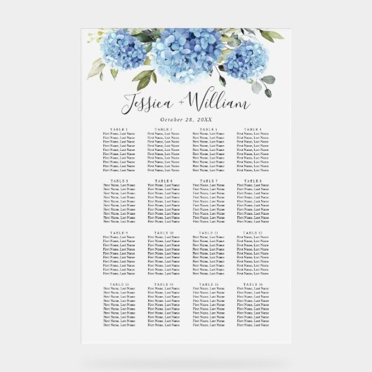 あじさい16テーブル座席表アクリル記号 アクリルサイン (正面)