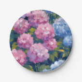 あじさい | ピンクとブルーの海岸花 ペーパープレート (正面)