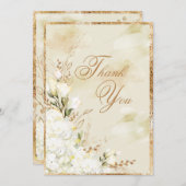あじさエレガントい白金ゴールドフローラ結婚の  サンキューカード (正面/裏面)