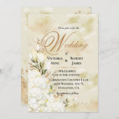 あじさエレガントい白金ゴールドフローラ結婚の   招待状 (正面/裏面)