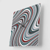 あずき色およびティール（緑がかった色）の青の抽象芸術の曲線の形 スクエア壁時計 (傾斜)